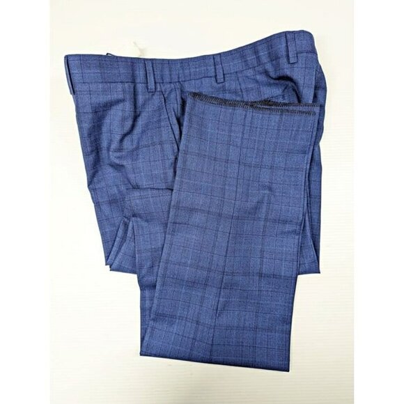 Hart Schaffner Marx Blue Mélange Birdseye Plaid Suit Pants Size 38 (MSRP $389)